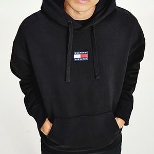 tommy jeans badge hoodie black